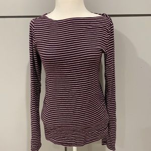 Gap Medium Burgundy striped boatneck long sleeve